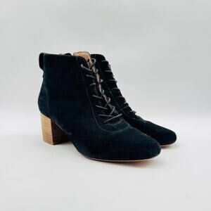 Madewell Boots Womens 8 Black Suede Ankle Bootie Emilia Granny Boho Heeled Shoes